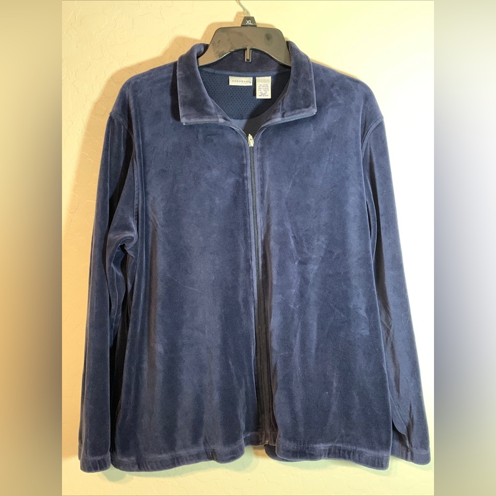 Norsport Vintage  Dark Blue Velour Full Zip Y2K Velvet Jacket Tracksuit 2XL